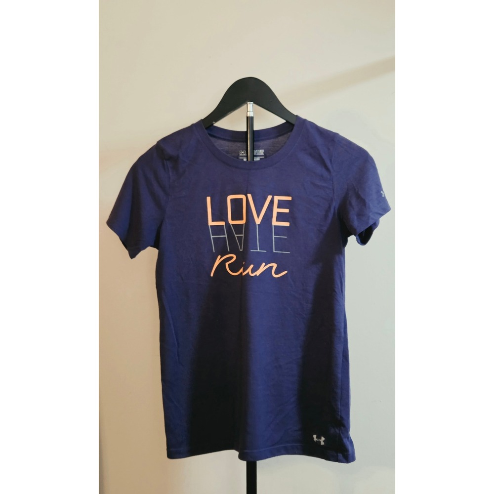 Under Armour HeatGear Loose Fit Love Hate Run Graphic T-Shirt Women's Size XS
